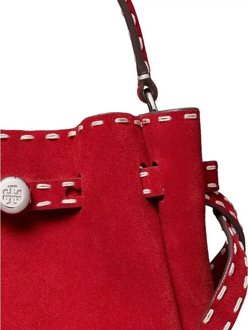 Tory Burch Mini Romy Suede Bucket Bag NWT Toucan Red